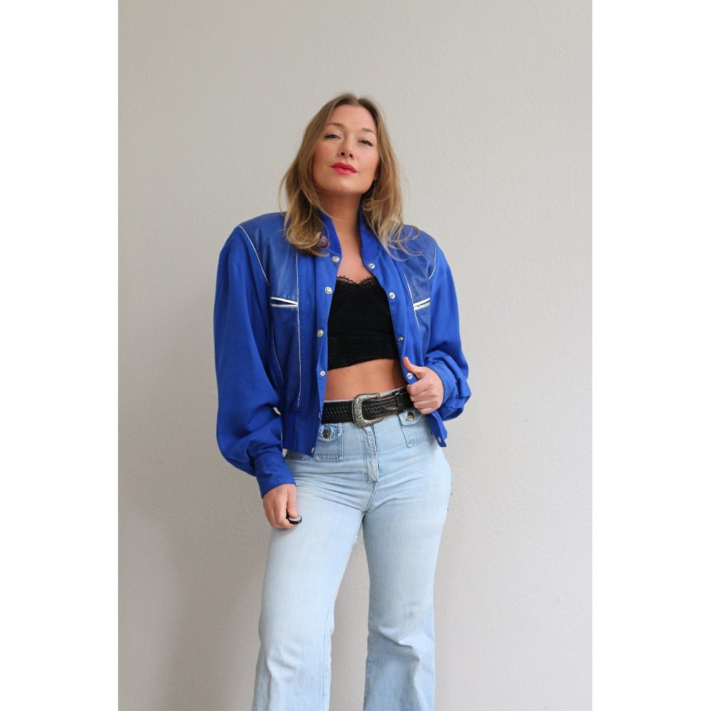 1980's Deja Vue Futuristic Leather Jacket // Women's Size Small to Medium